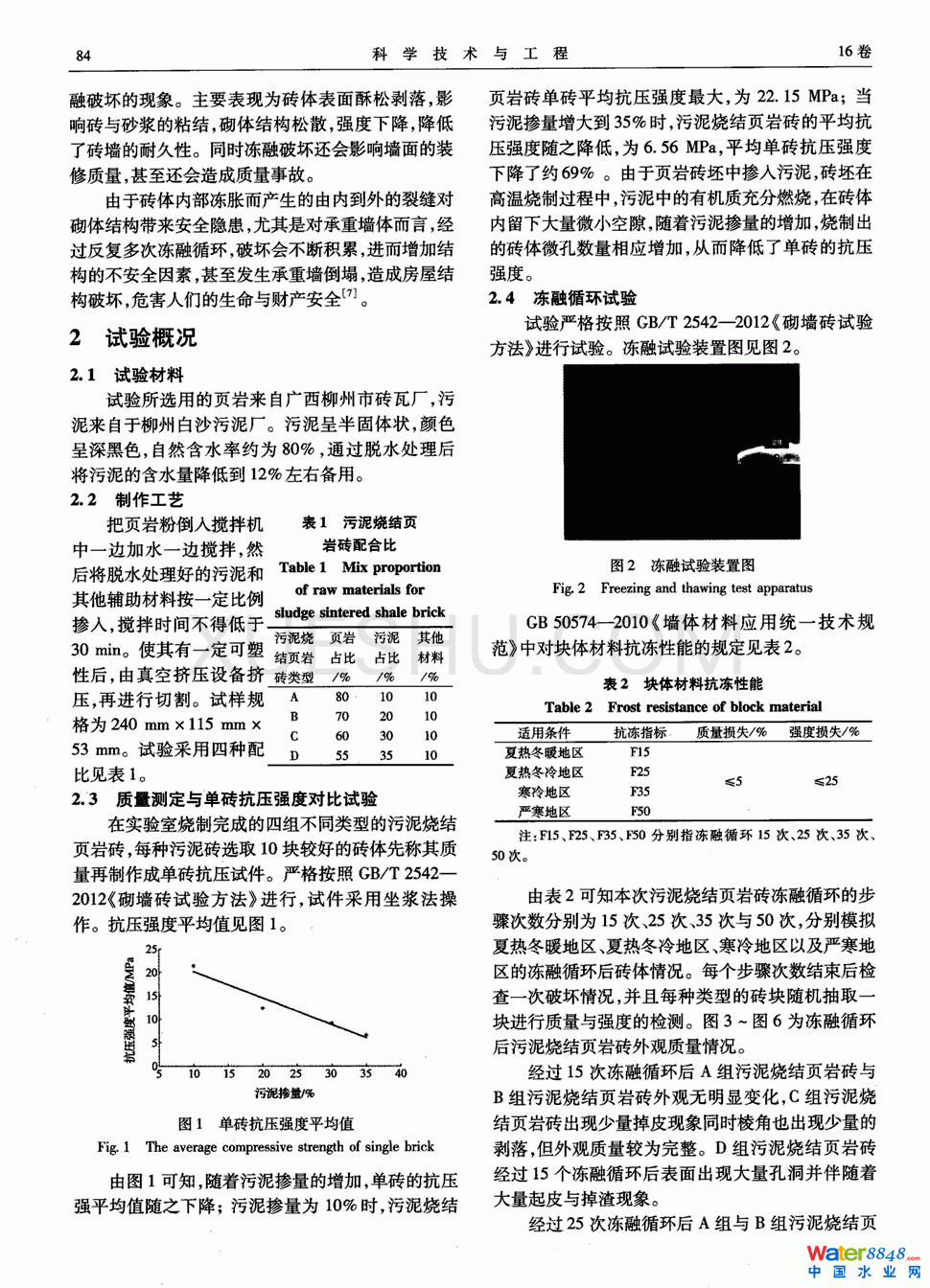 污泥烧结页岩砖抗冻性能研究第1页