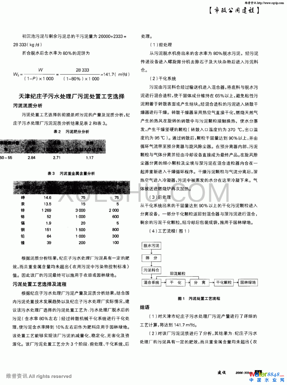 污水处理厂污泥产量工艺计算及污泥处置工艺选择第1页