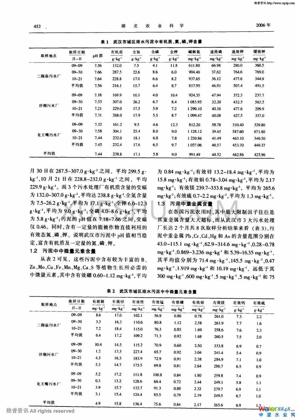 武汉市排水污泥特性及其农用可行性分析第1页