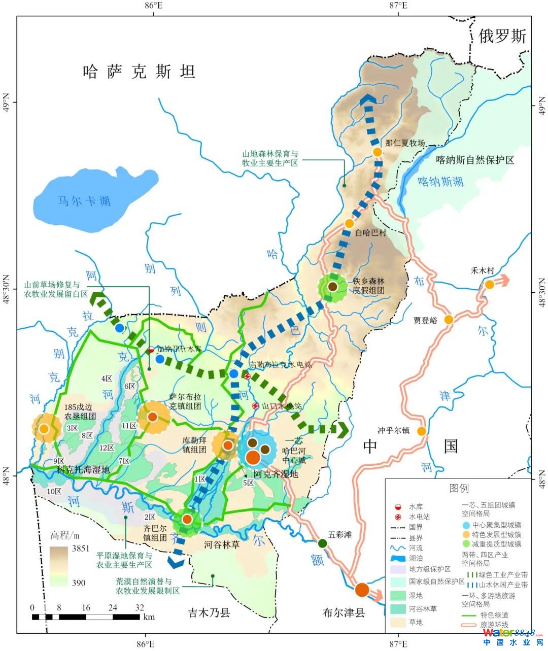 ▲哈巴河生态经济空间优化布局示意图